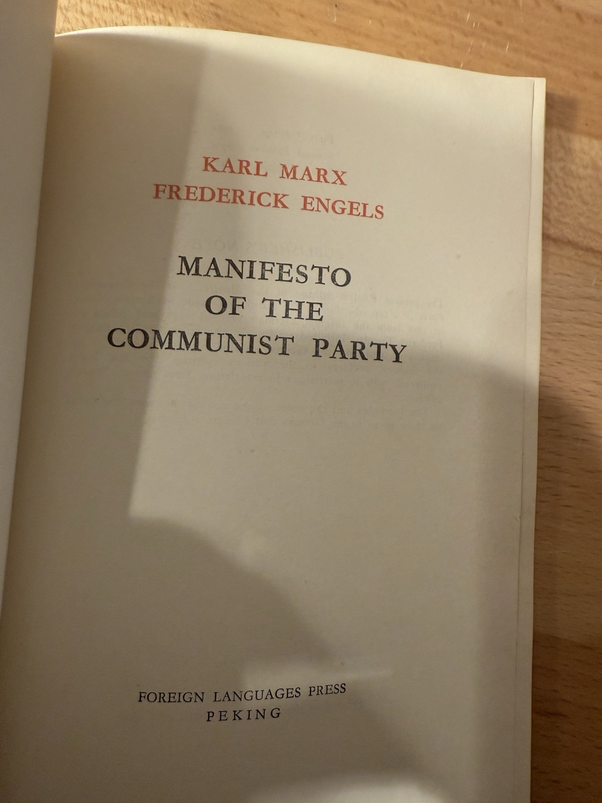 MANIFESTO OF THE COMMUNIST PARTY, by Karl Marx & Frederick Engels Pre Owned