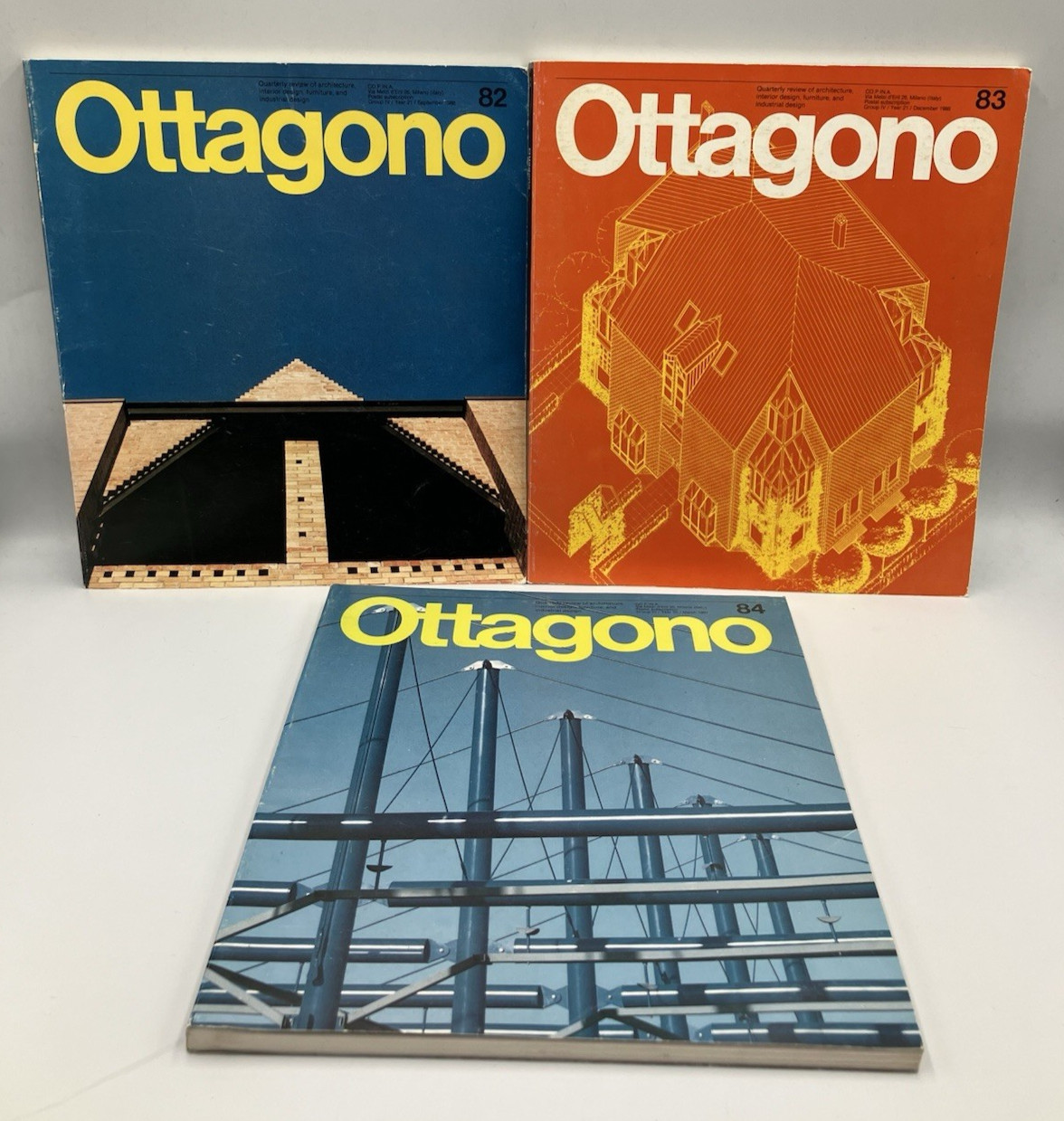 Lot of 3 Vintage Ottagono Quarterly 1986 1987 Issues Architecture Italian Design