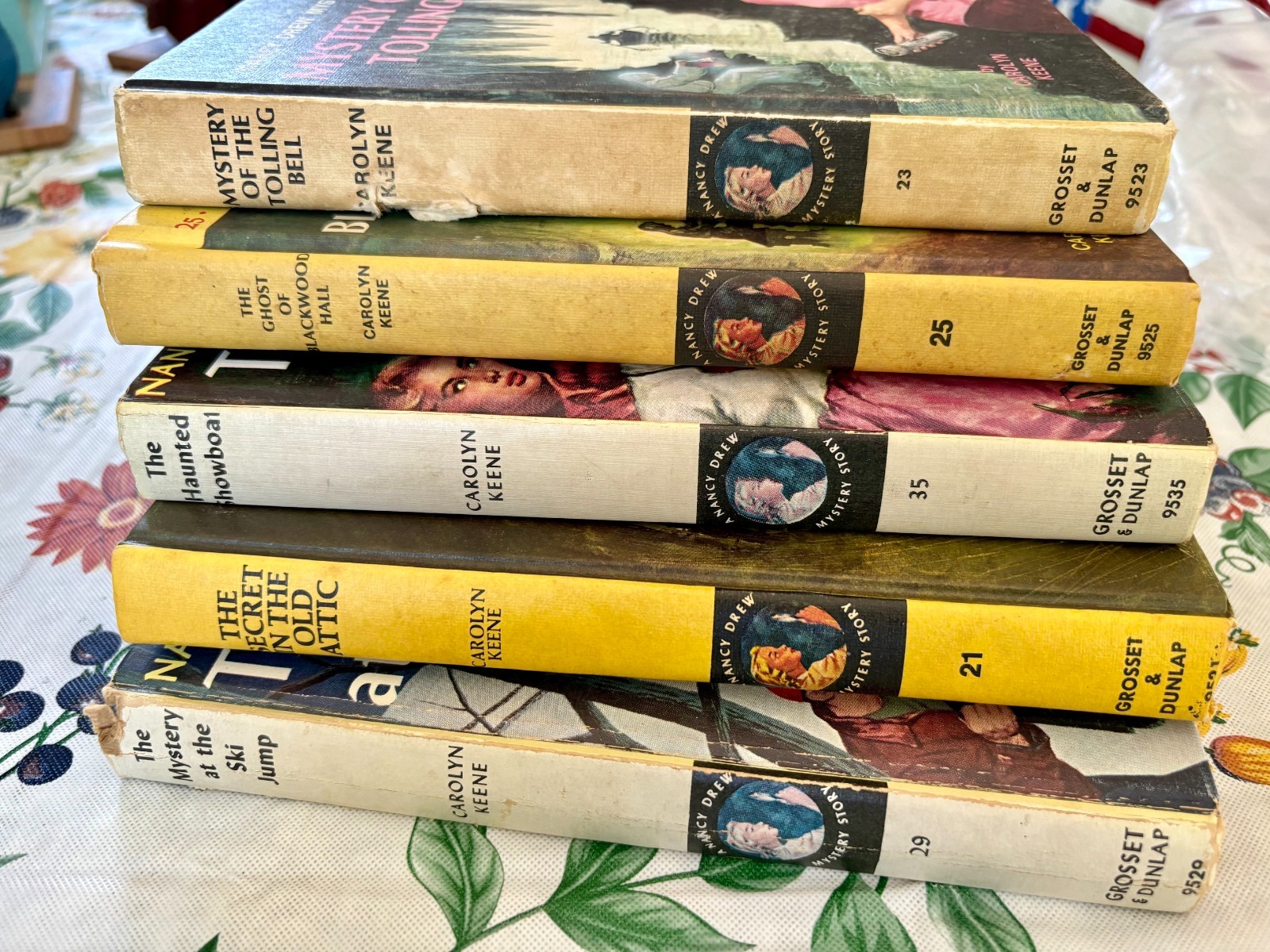 5 vintage NANCY DREW Hardcover Books by Carolyn Keene Lot 1946-1970