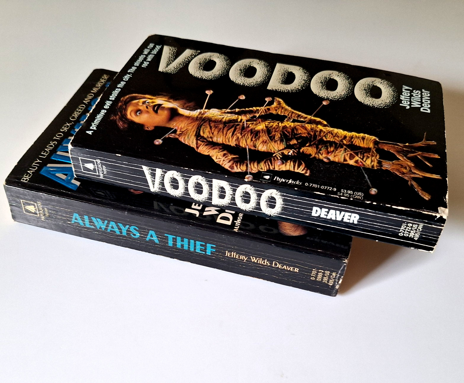 Always a Thief and Voodoo Jeffery Wilds Deaver 1988 Paperbacks OOP