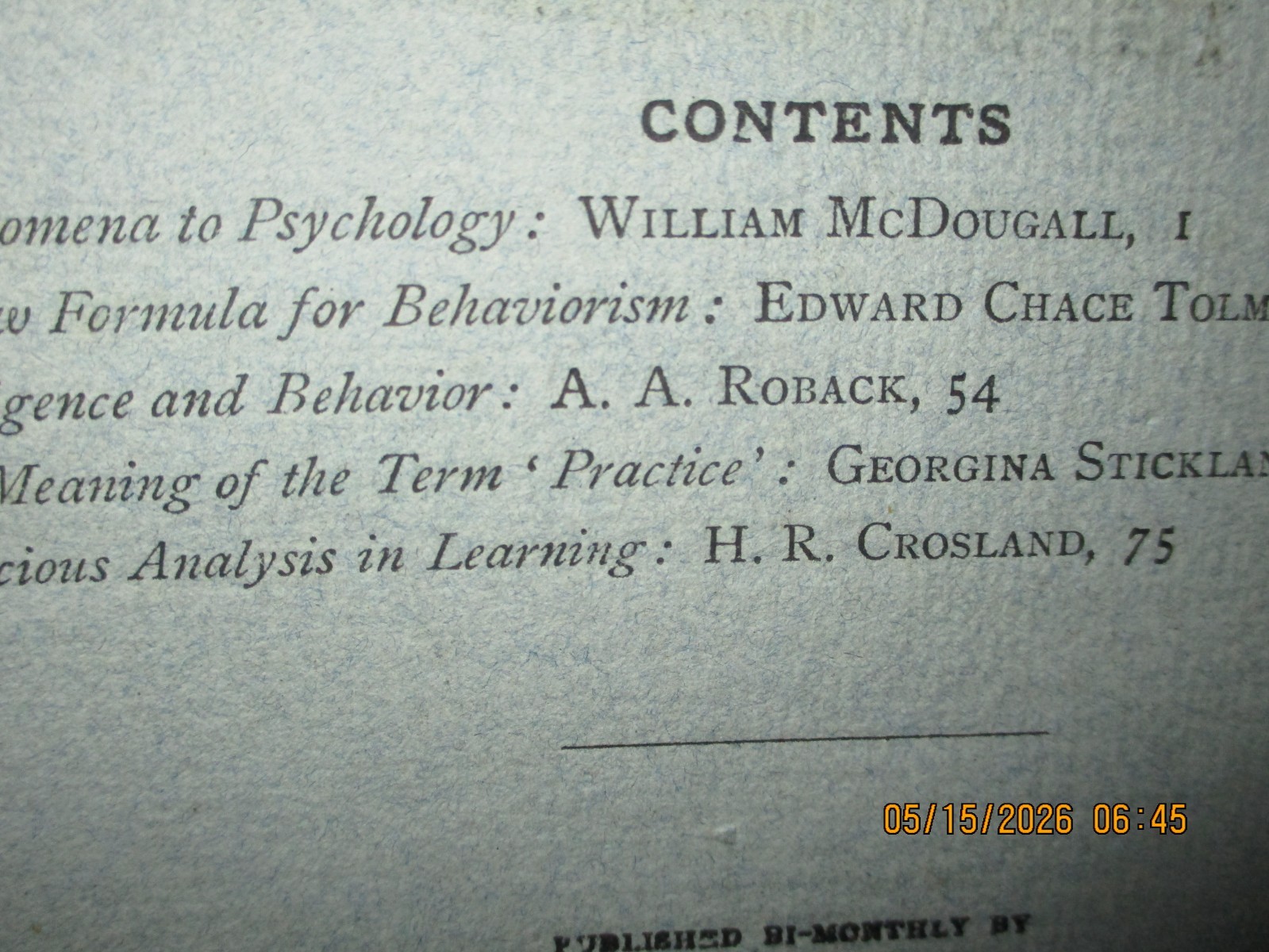 Psychological Review 1922 Complete Volume 29 Issues 1-6