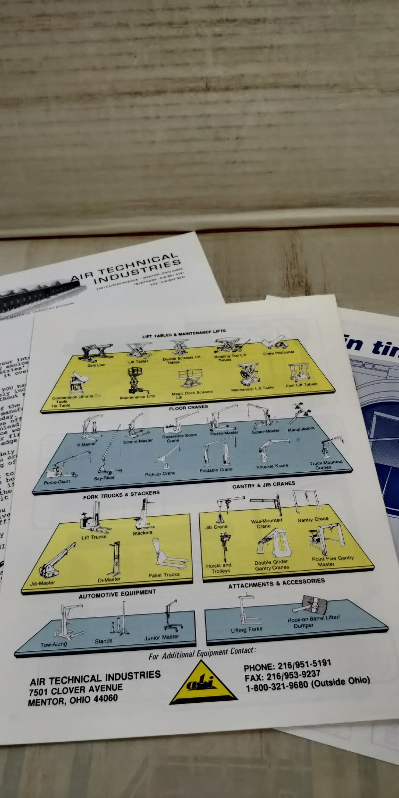 1991 ATI Air Technical Industries Inc catalogs / brochures lifts cranes C7