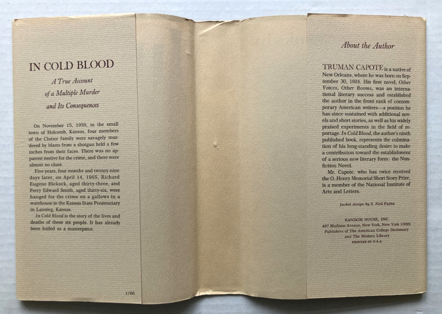 Truman Capote IN COLD BLOOD First Edition Hardcover with Dustjacket book club?