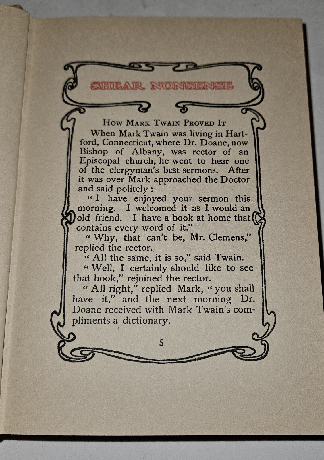 SHEAR NONSENSE – Vintage 1914 Hardcover Mirth-Provoking Stories 240 Pages