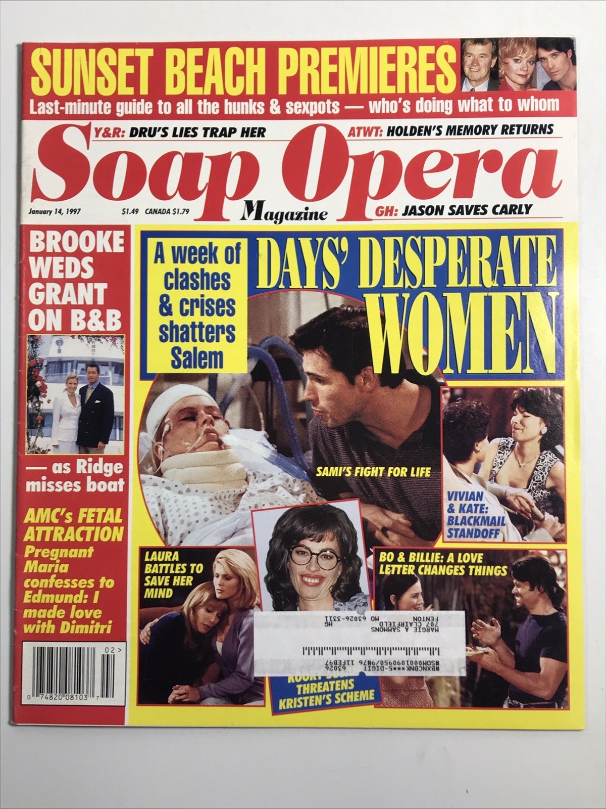 SOAP OPERA MAGAZINE TV Drama January 14, 1997 Days of Our Lives