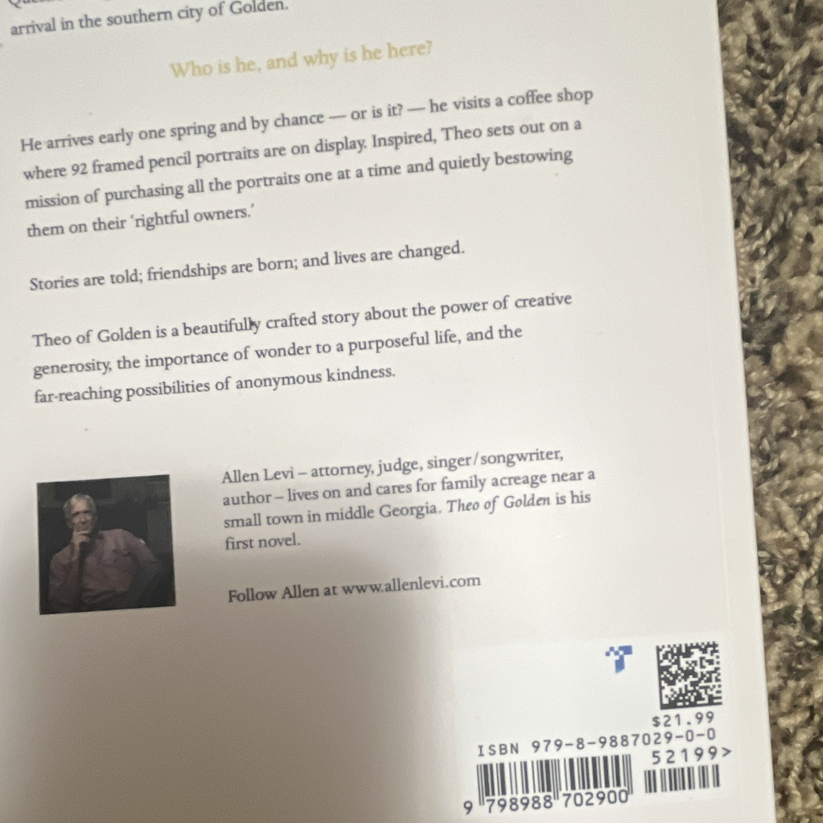 Theo of Golden Allen Levi Paperback Fiction Novel Kindness Creative Generosity