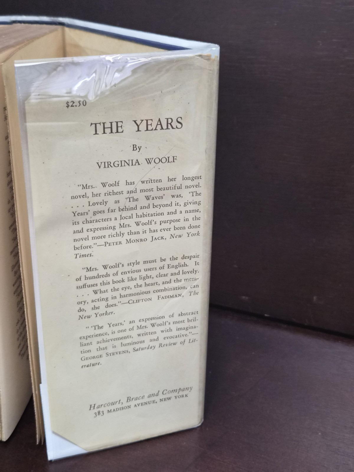 Virginia Woolf THE YEARS 1937 First Edition Trade 6th Printing HCDJ VG ​