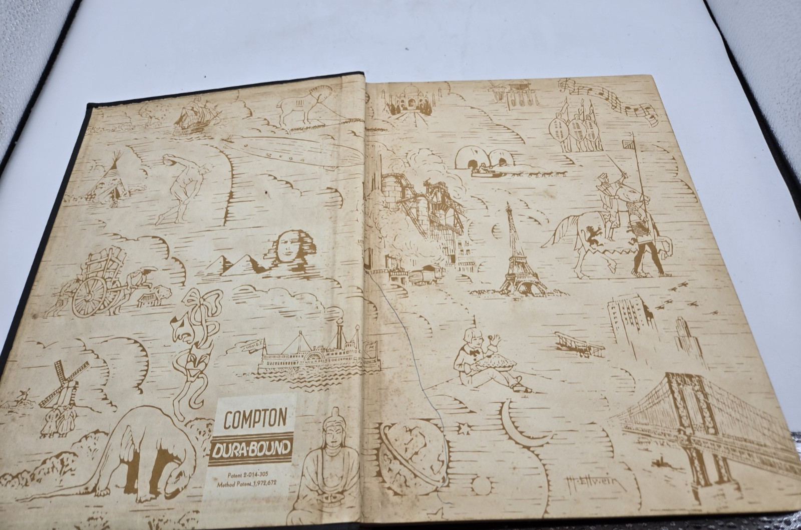 Compton’s 1936 Pictured Encyclopedia Complete Set 1-15 Embossed Dura-bound Fact