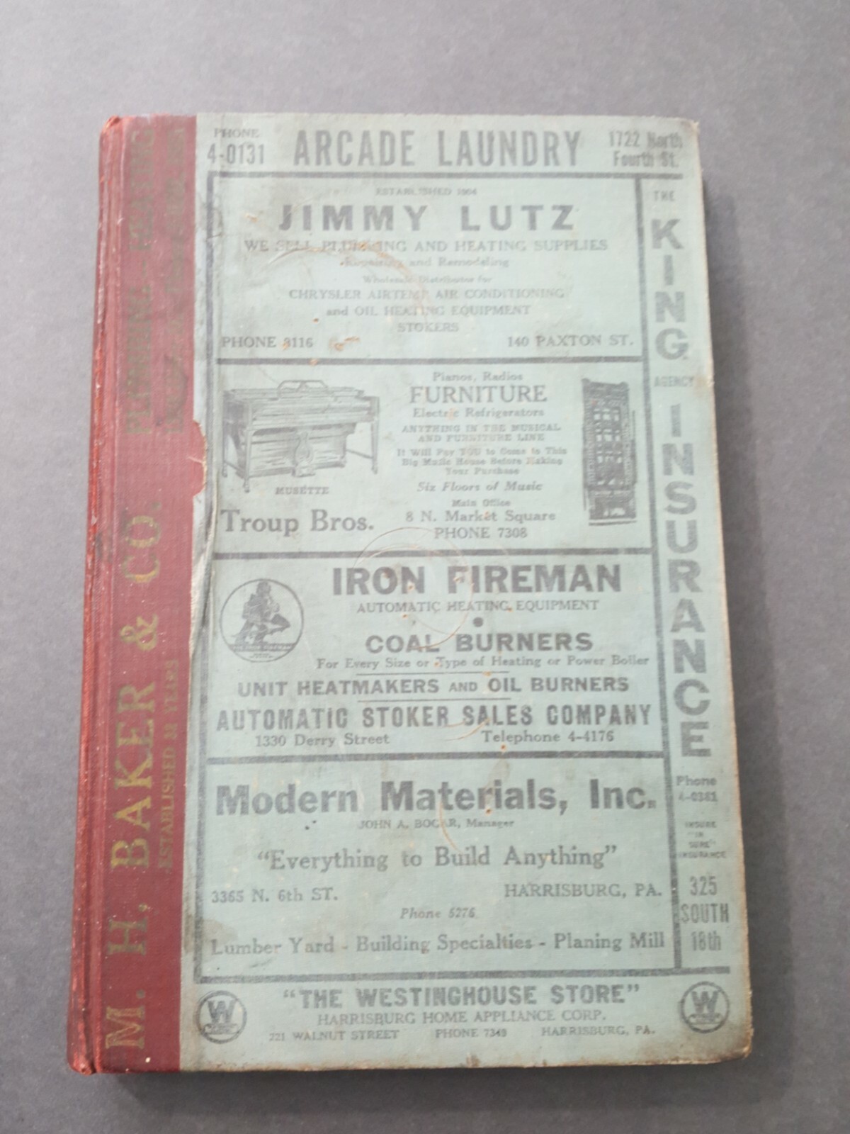 Vintage1939 Harrisburg City (PA)Directory Book 317 Pages R.L.Polk Publisher