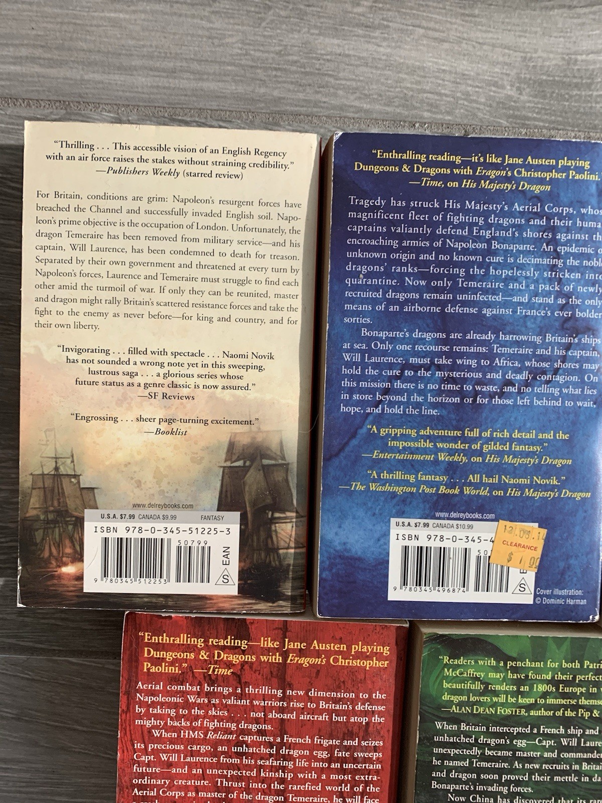 Naomi Novik Lot of 5 Temeraire Series #1-5 PB Books: Dragon Jade War Ivory Eagle