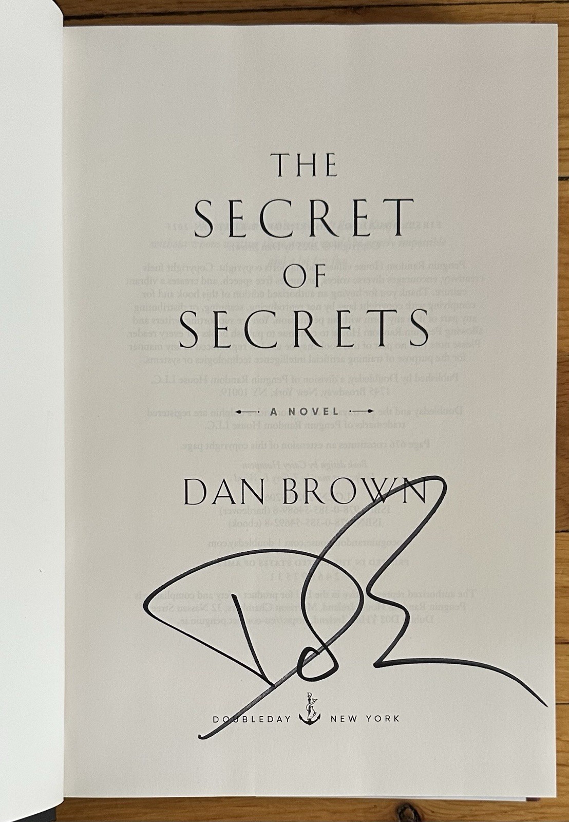 SIGNED The Secret of Secrets: A Novel by Dan Brown 2025 Doubleday 1st Edition HC