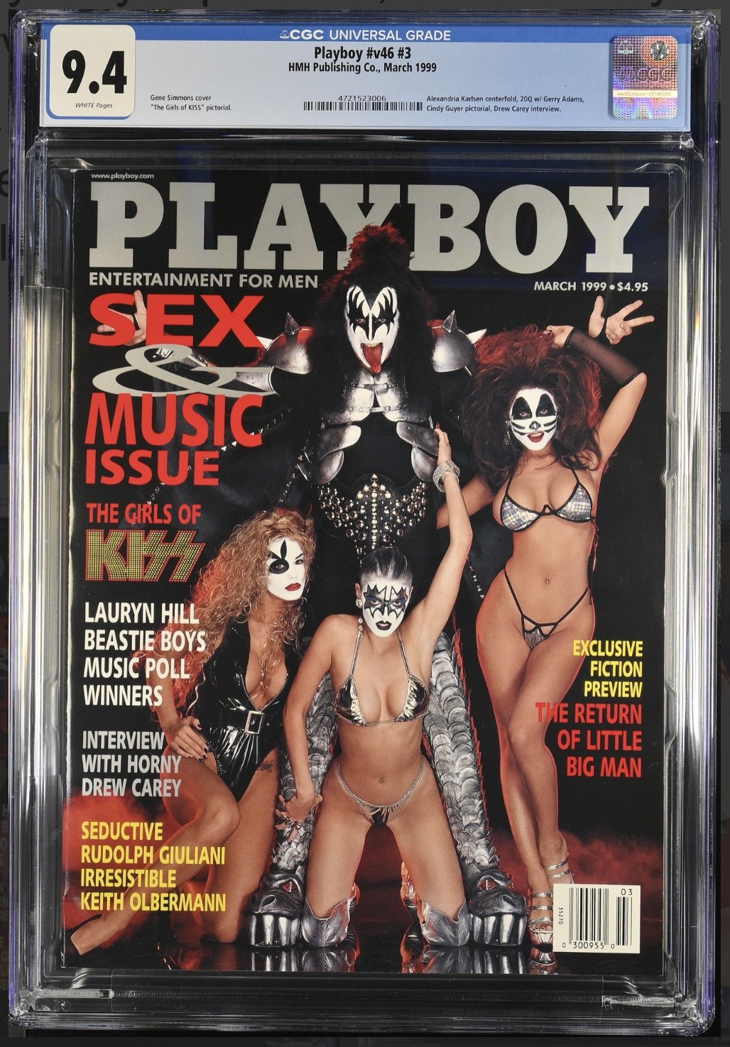 PLAYBOY MAGAZINE MARCH 1999 v46 #3 KISS 9.4 CGC
