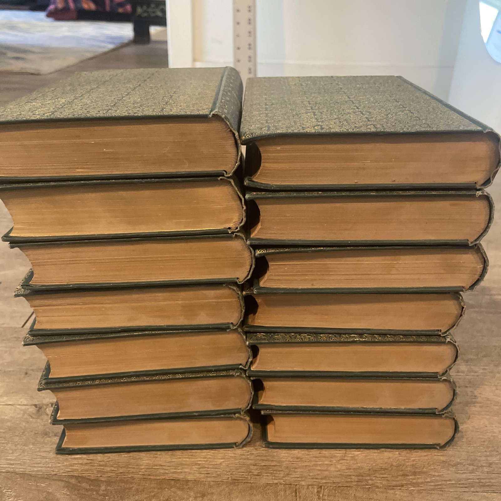Vtg Alexandre Dumas Green Embossed Hard Cover Book Collection of 14 from 1800’s