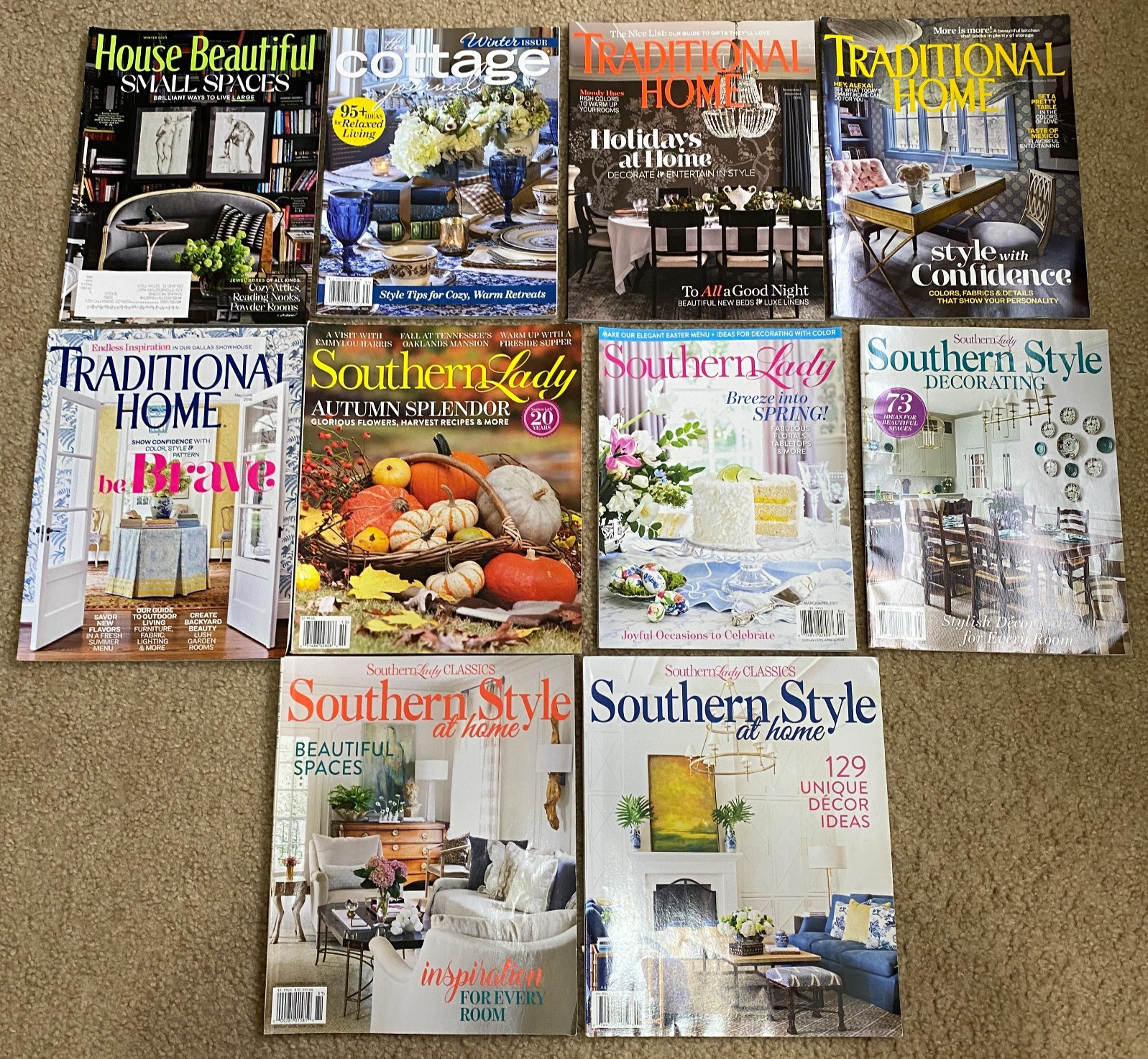 10 House Beautiful, Traditional Home, Southern Lady & Style Cottage Magazines