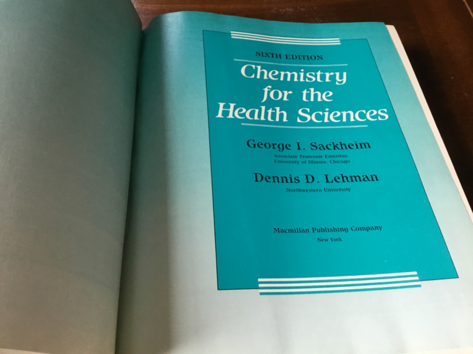 Chemistry for the Health Sciences by Dennis D. Lehman and George I. Sackheim…