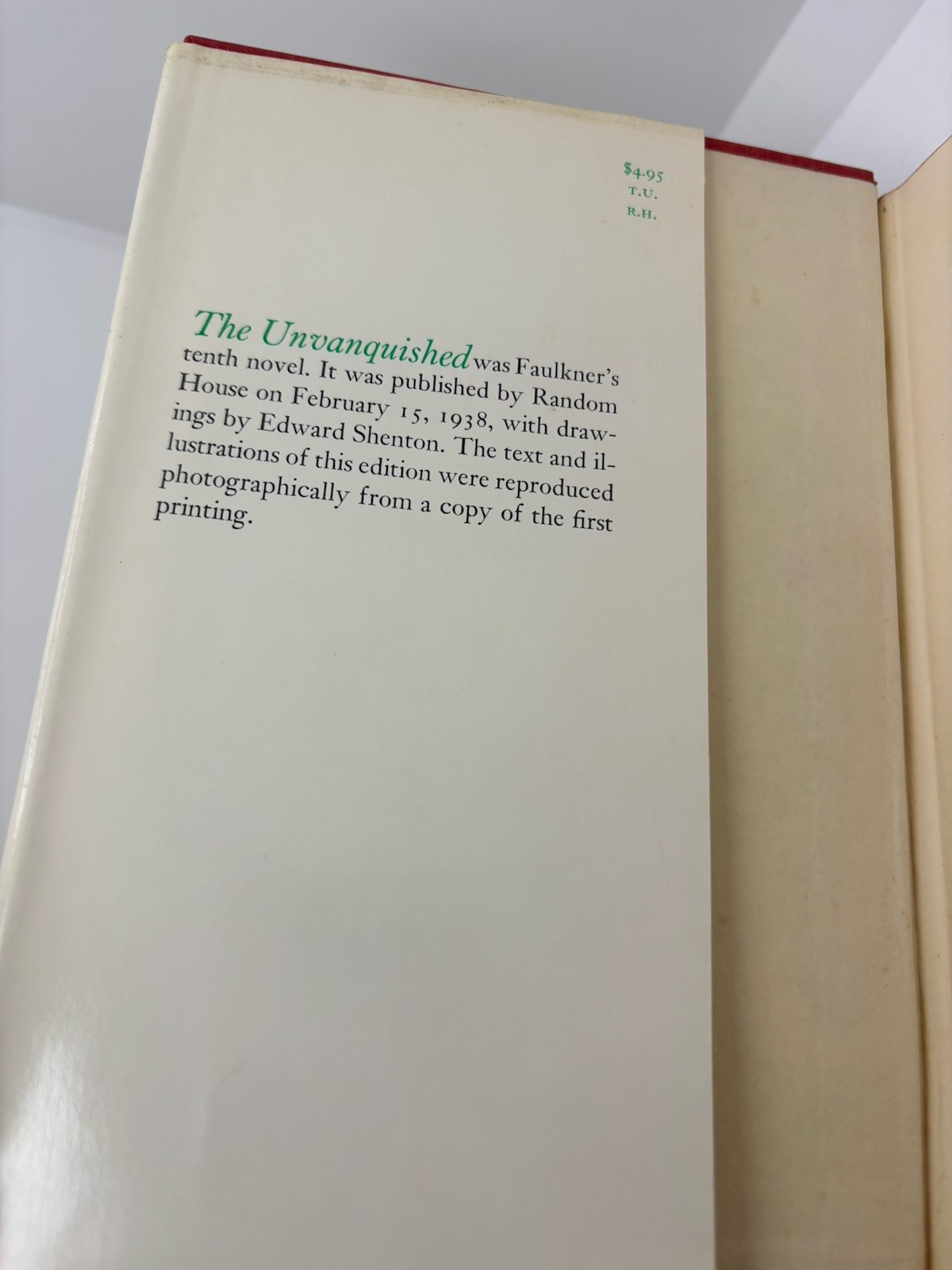 The Unvanquished | William Faulkner | 1965 • 1938 Facsimile • Hardcover