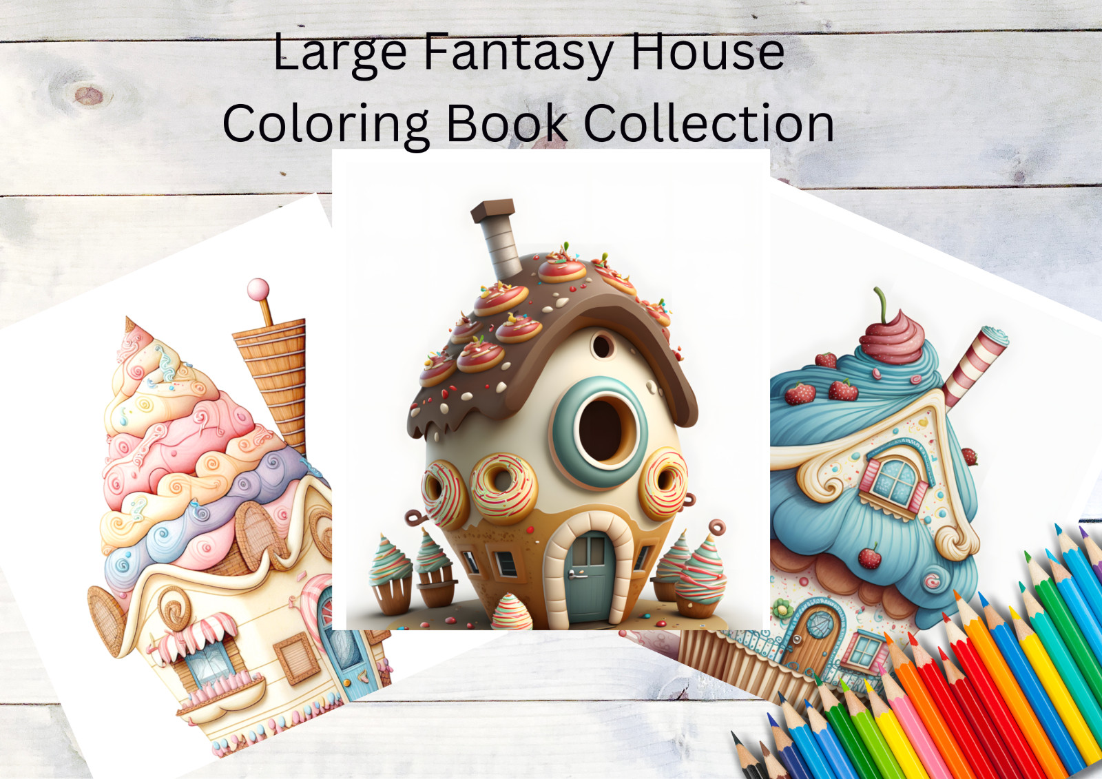 Adult Coloring Pages Bundle Fantasy Houses bundle 475 Pg Printable Pages
