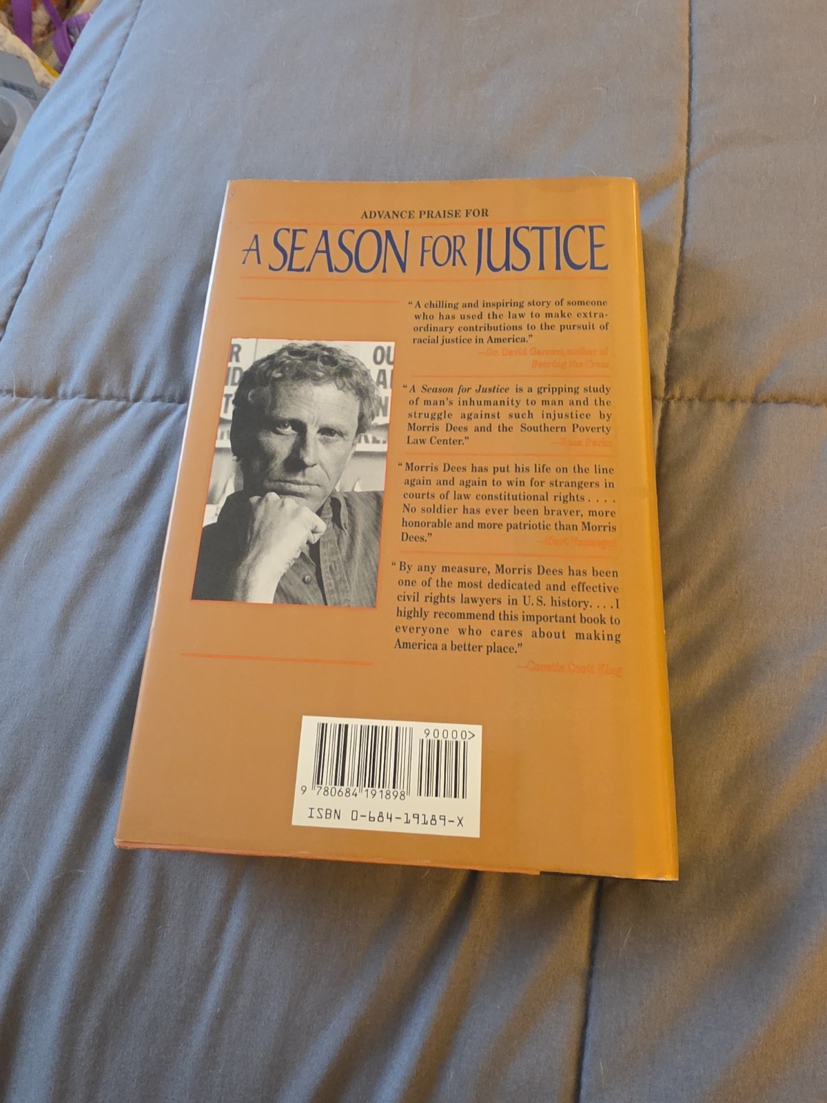MORRIS DEES Signed Book(“A SEASON FOR JUSTICE”-1991 First Edition Hardback)