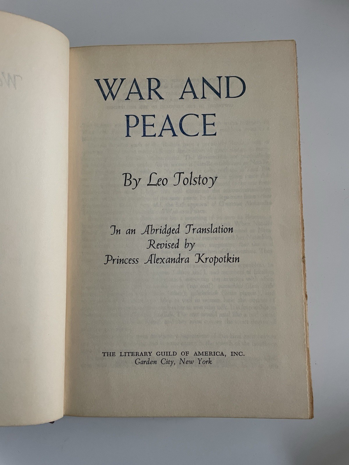 WAR AND PEACE by Leo Tolstoy Copyright 1949