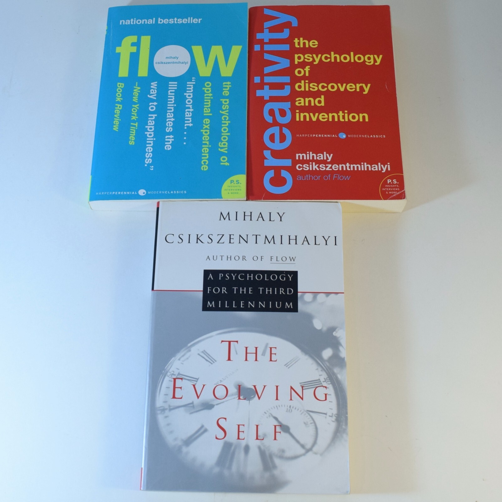 Flow + Creativity + Evolving Self by Mihaly Csikszentmihalyi – Lot of 3 Books