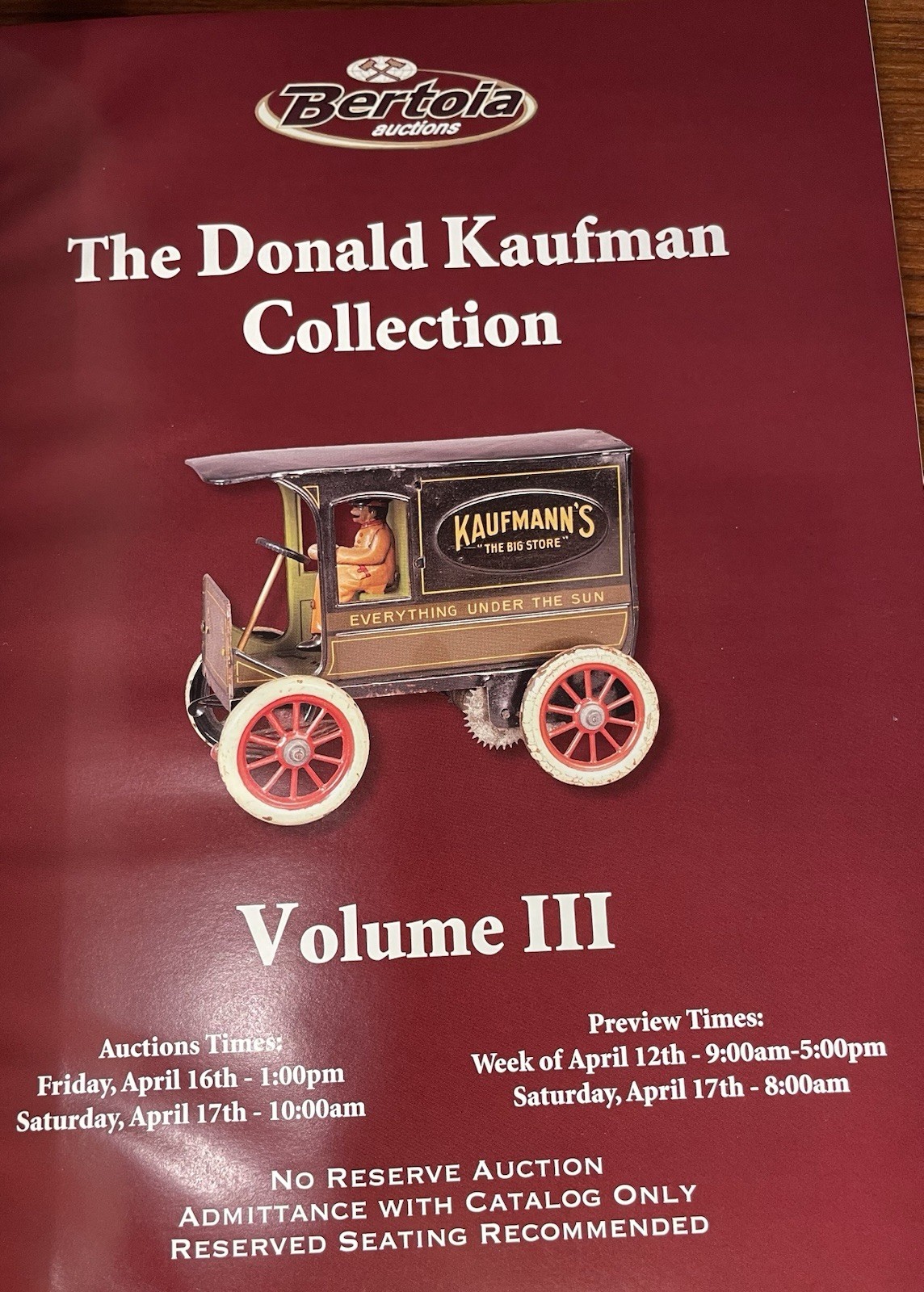 The Donald Kaufman Collection Volume III Bertoia Auctions Hardcover Catalog TOYS
