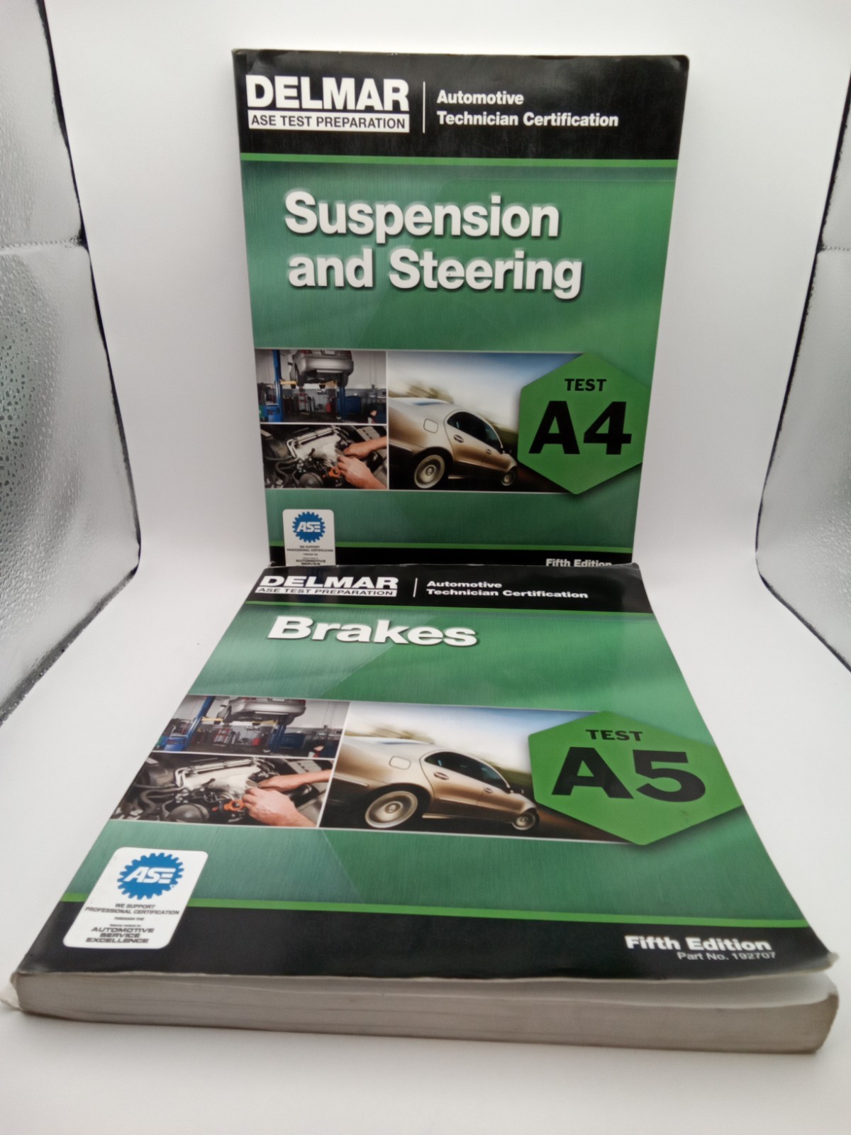 ASE Test Preparation 2 BOOK SET A4 Suspension and Steering Delmar + A5 Brakes