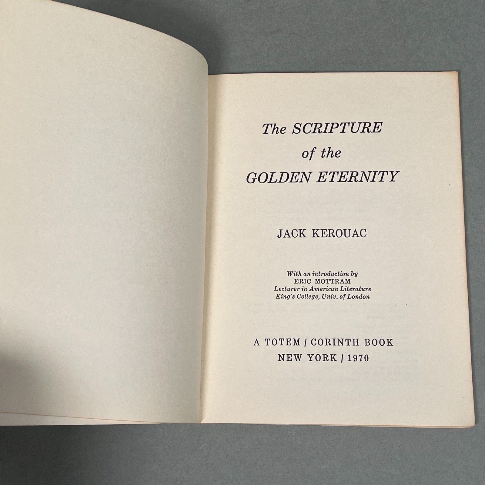 RARE 1974 Jack Kerouac: The Scripture of the Golden Eternity NICE Totem Corinth