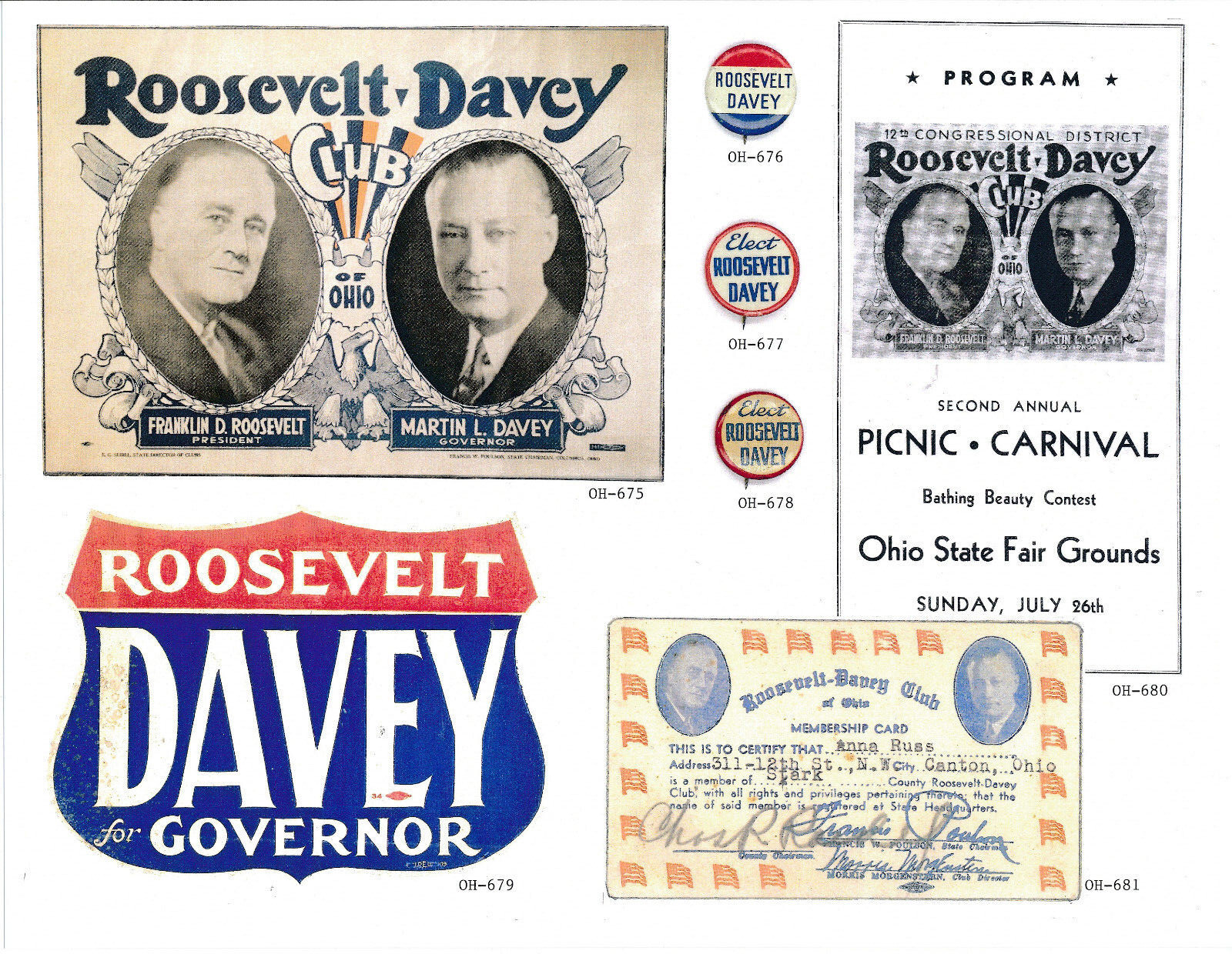 Political Campaign Items Ohio Governors & USSen 476 page full color book