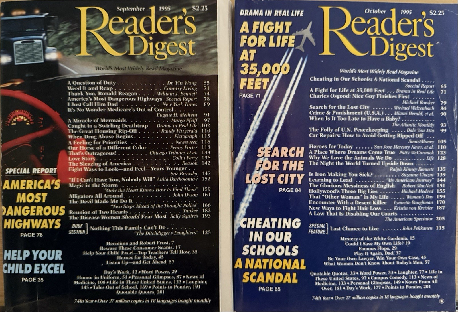 1995 September October READER’S DIGEST MAGAZINE Vintage History Short Stories*