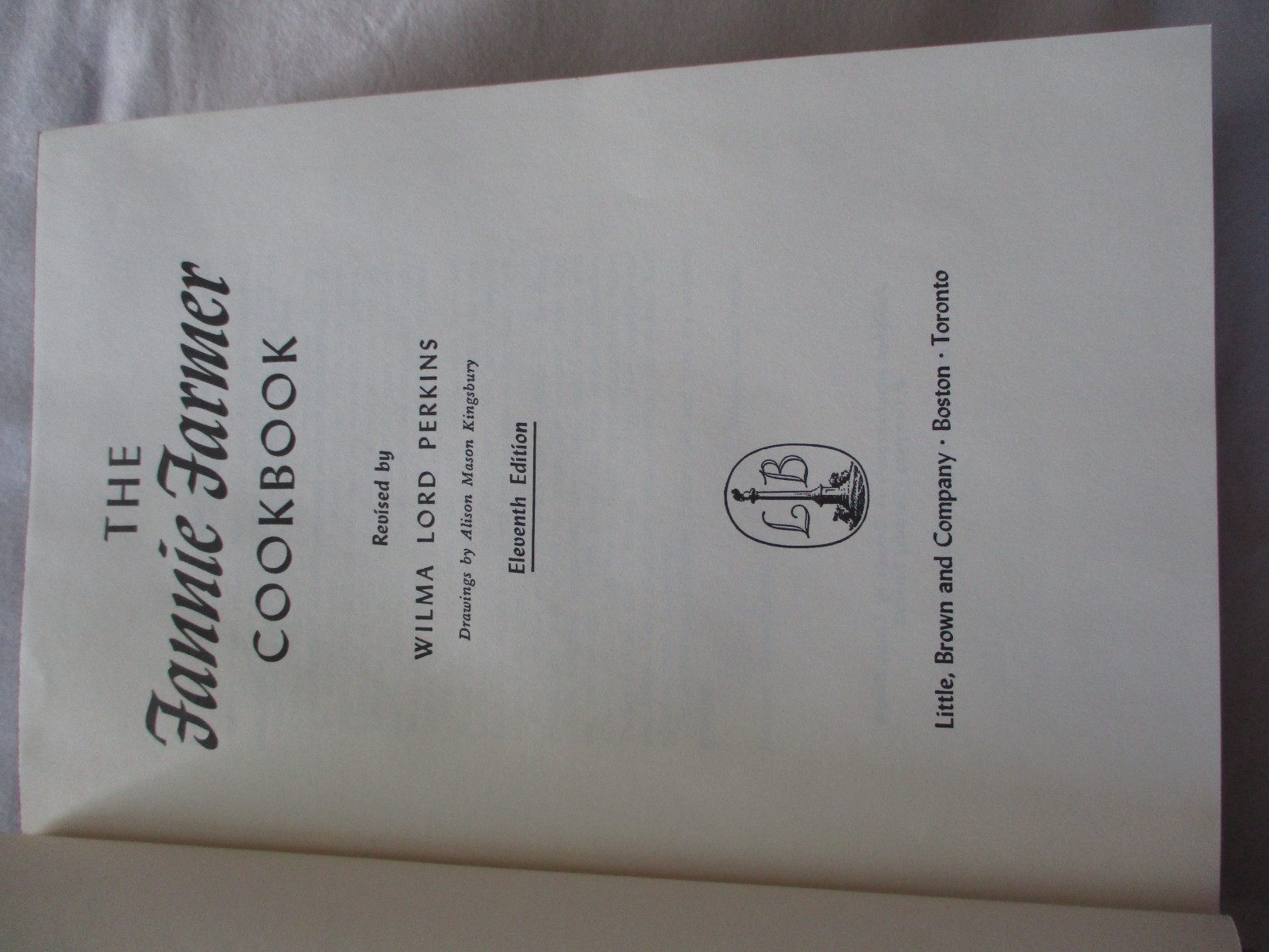 THE FANNIE FARMER COOKBOOK Revised 11th Edition 10th Print 1965 Gold Hardcover