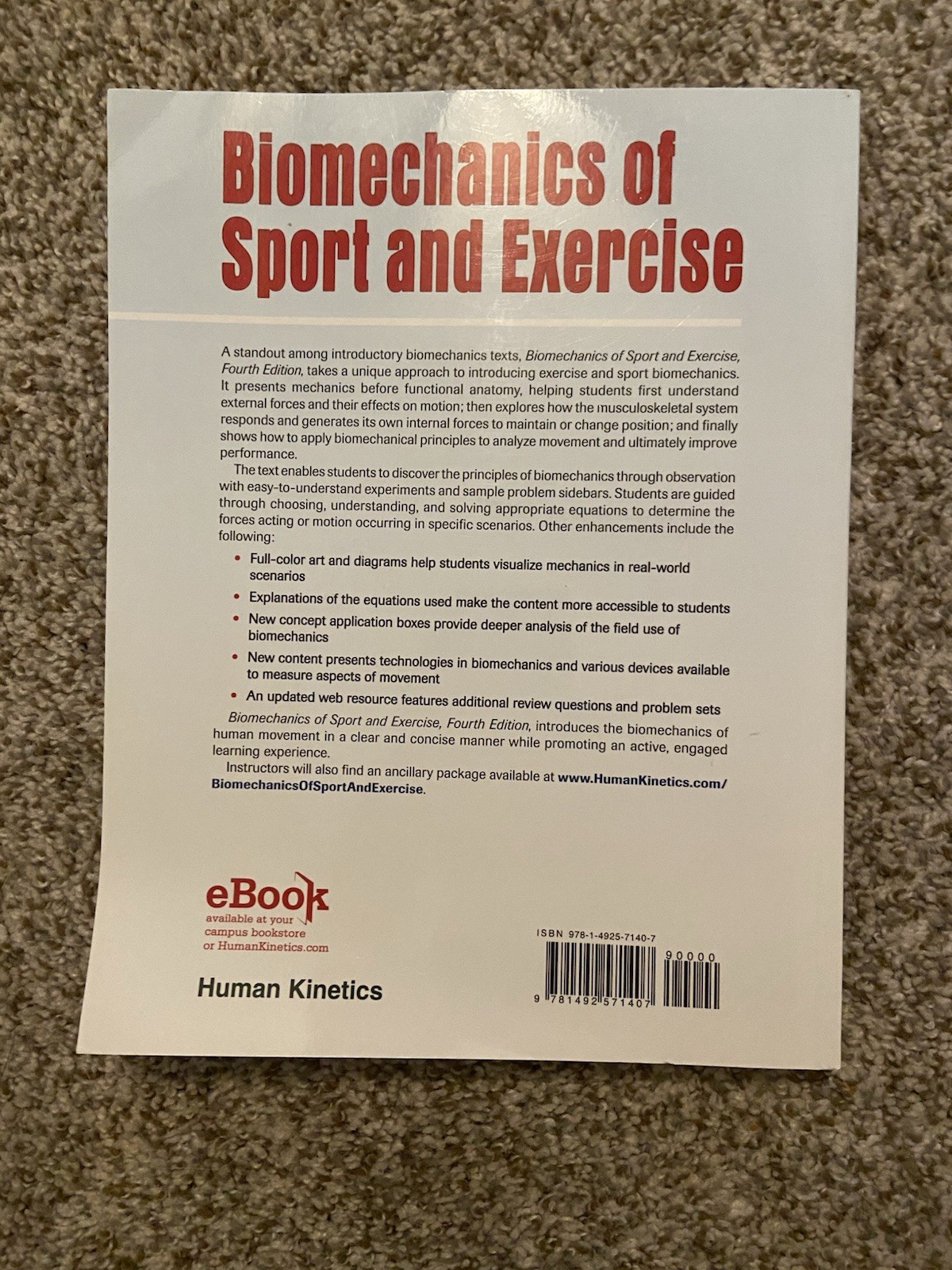 Human Kinetics Biomechanics of Sport and Exercise Fourth Edition Paperback McGi…