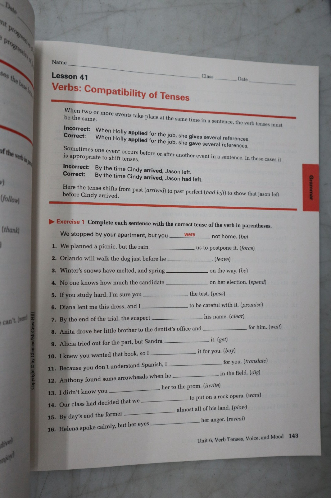 Glencoe Language Arts Grammar and Language Workbook – Grade 11, Paperback