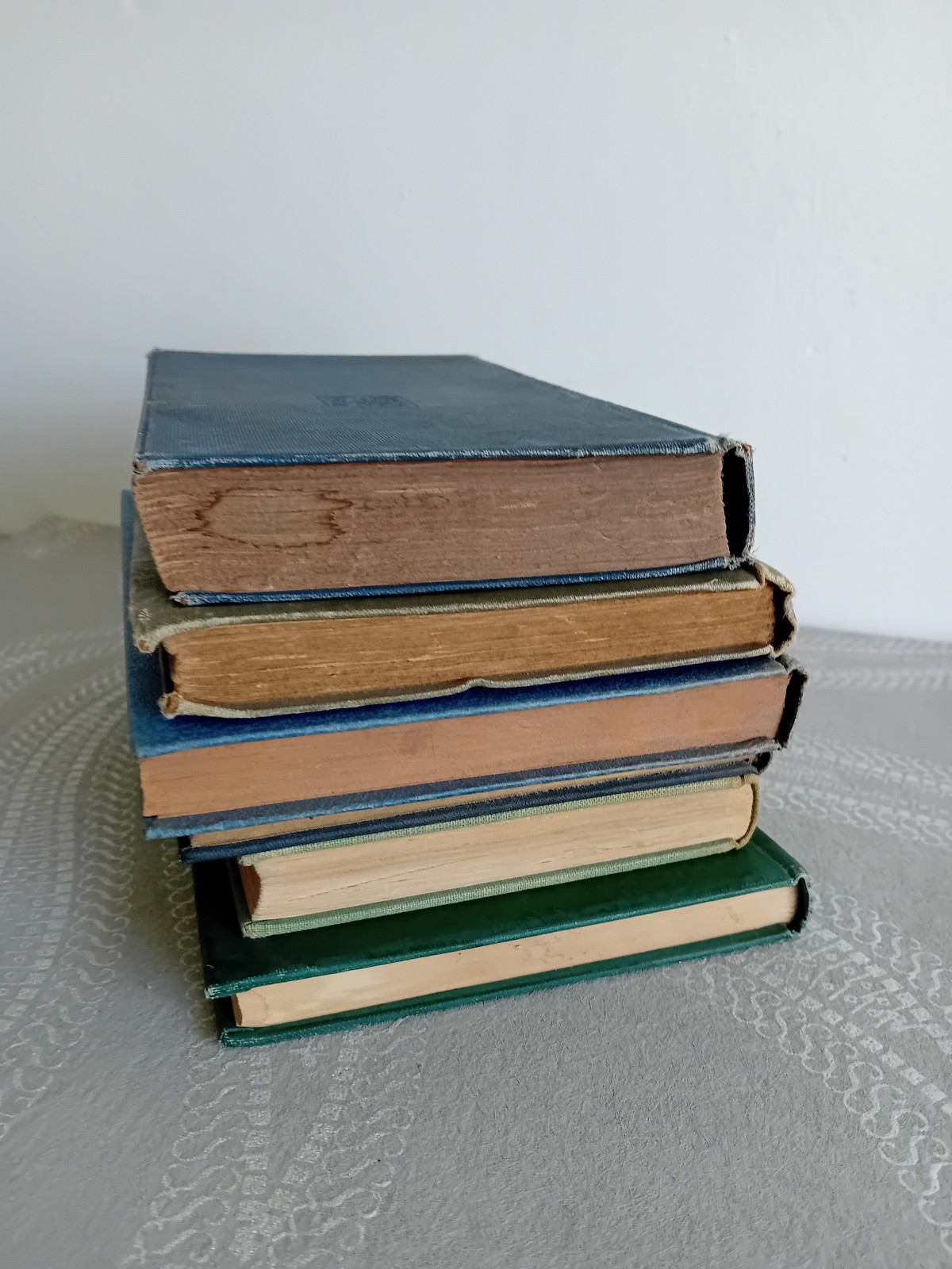 Bundle of 6 Vintage Blue/Green/Brown Hardbacks – Shelf Decoration – All As Shown