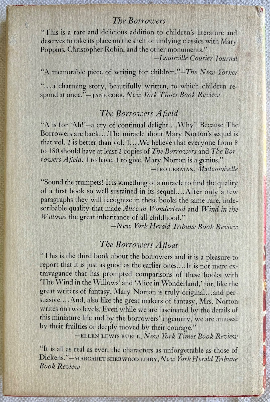 Mary Norton, The Borrowers Aloft, vintage hardcover edition (1961)