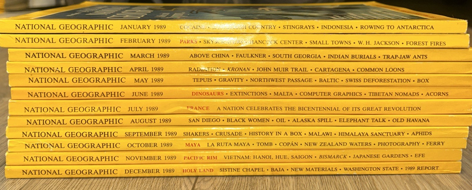 1989 National Geographic Magazine Whole Set/Year