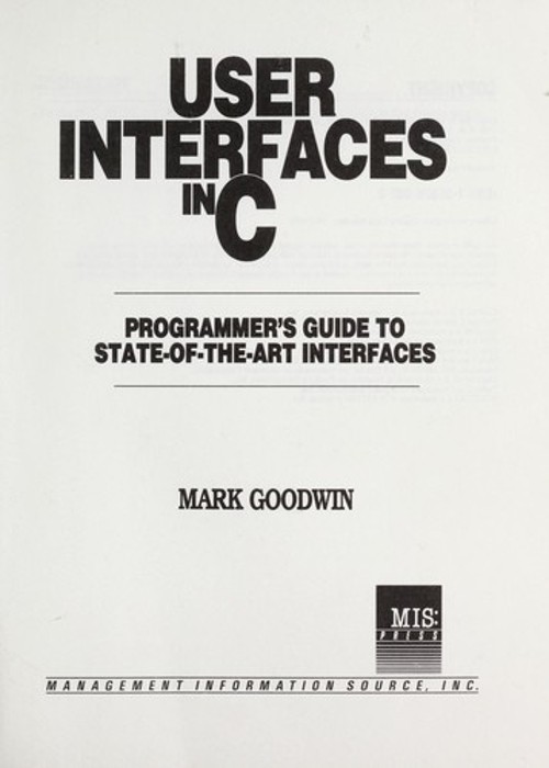 User Interface in C Paperback Mark Goodwin