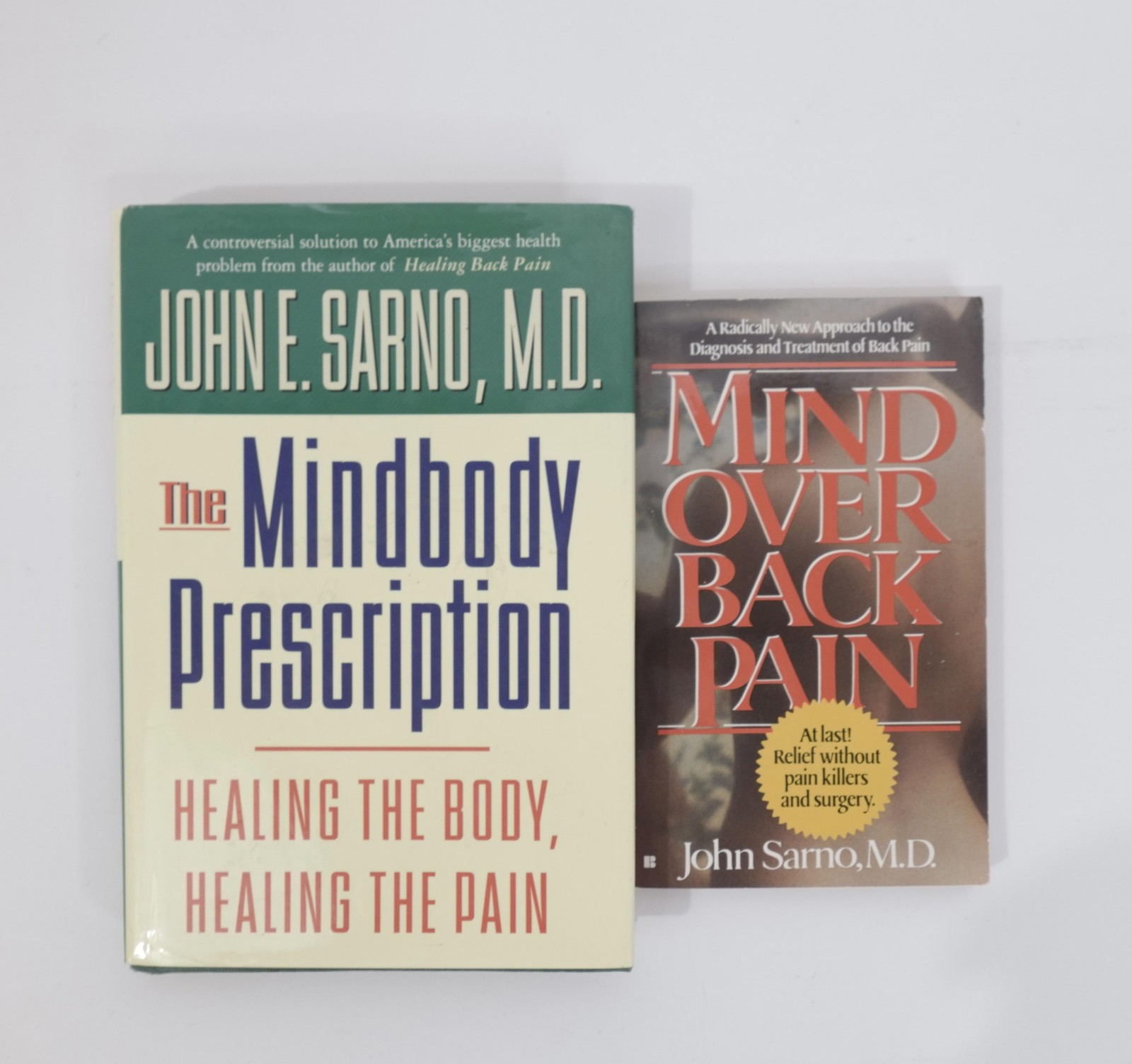 John Sarno MD Mindbody Prescription + Mind Over Back Pain 2 Book Set Warner Gree