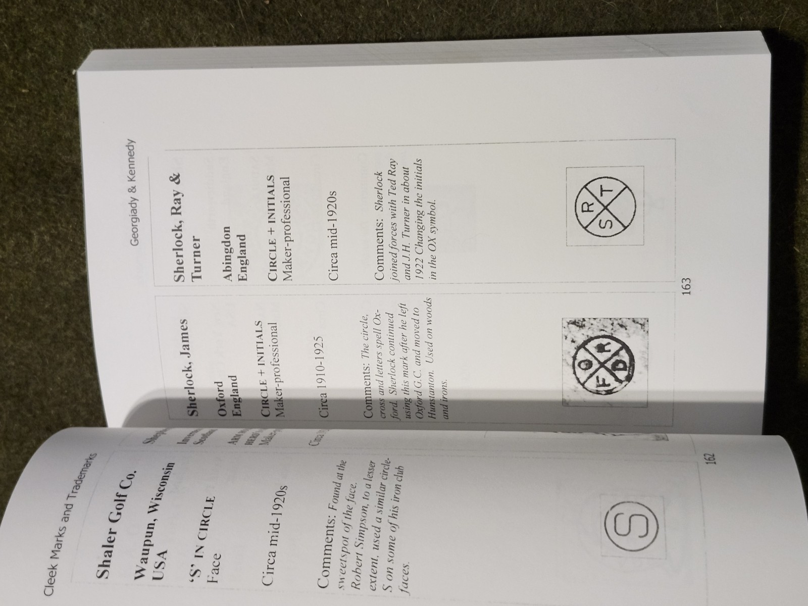 CLEEK MARKS & TRADEMARKS on ANTIQUE GOLF CLUBS Georgiady & Kennedy 1st Edition