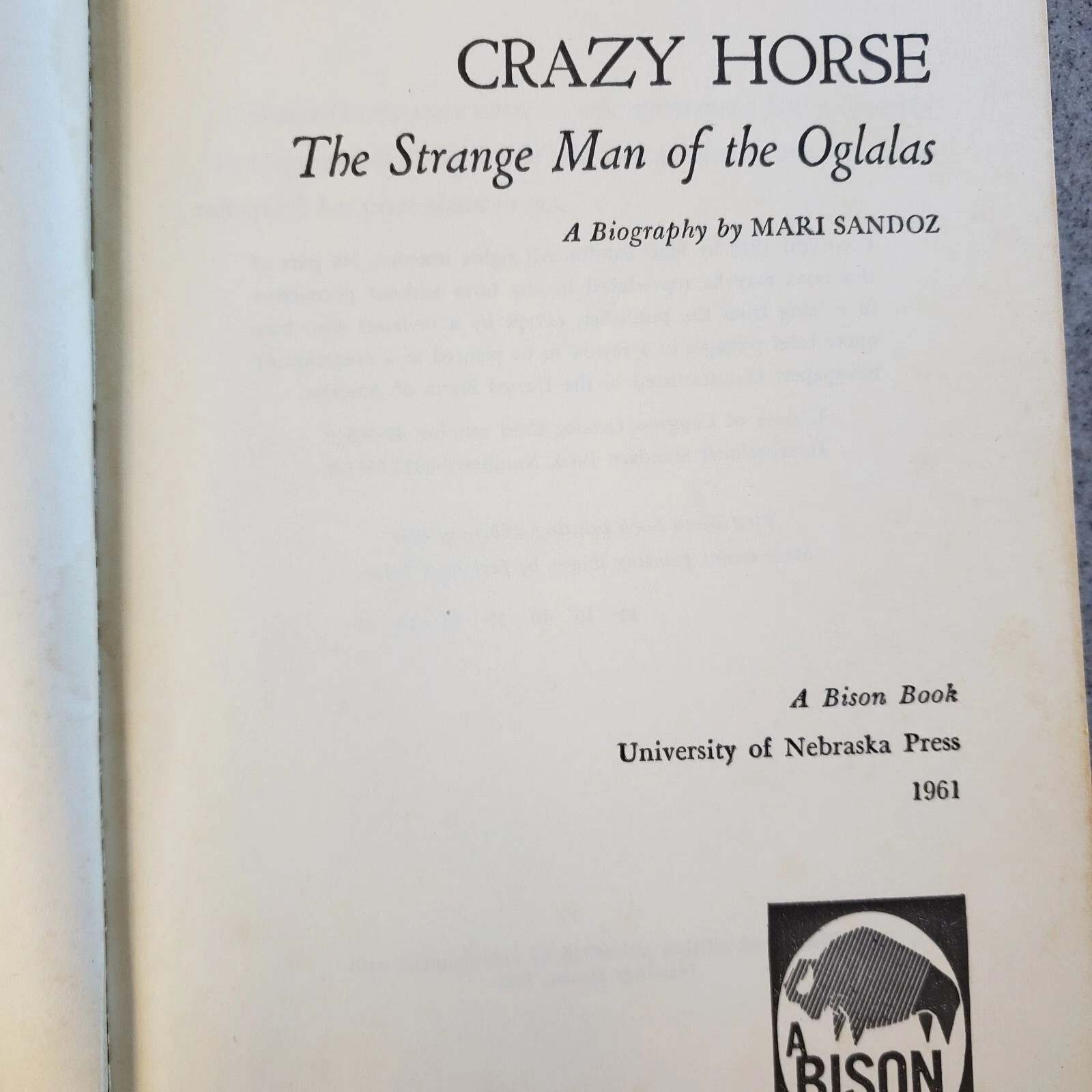 Crazy Horse Oglalas By Mari Sandy 428 Pages 1961