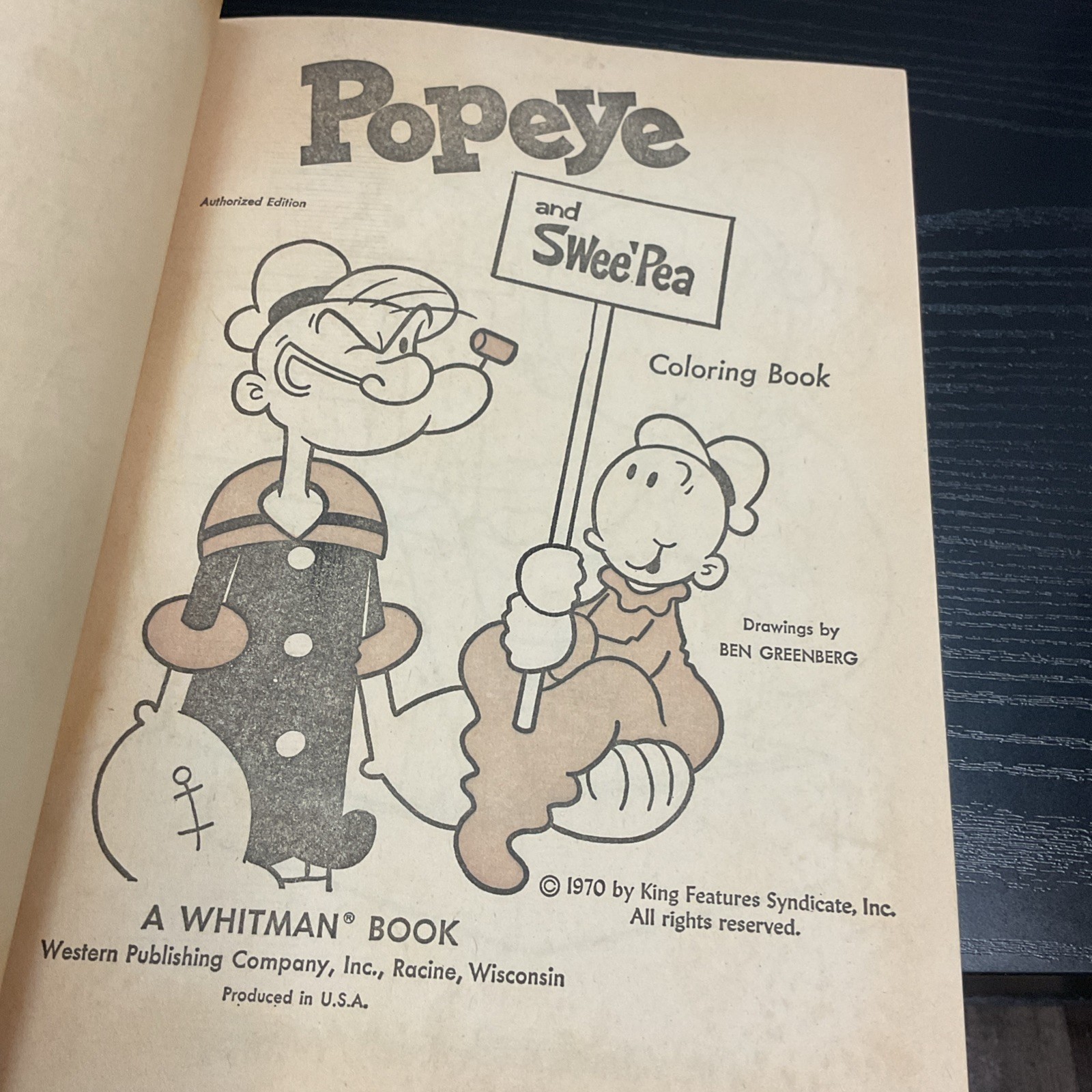 1970 Whitman Popeye & Swee’Pea UNUSED Coloring Book