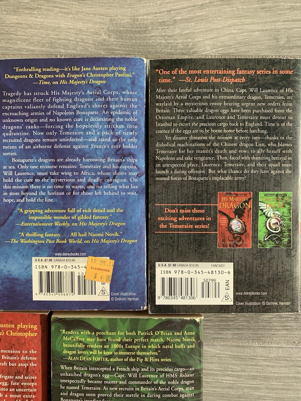 Naomi Novik Lot of 5 Temeraire Series #1-5 PB Books: Dragon Jade War Ivory Eagle