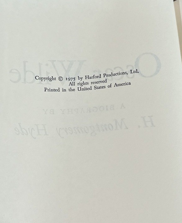 H. Montgomery Hyde Oscar Wilde Biography Hardcover DJ Farrar Straus Giroux 1975