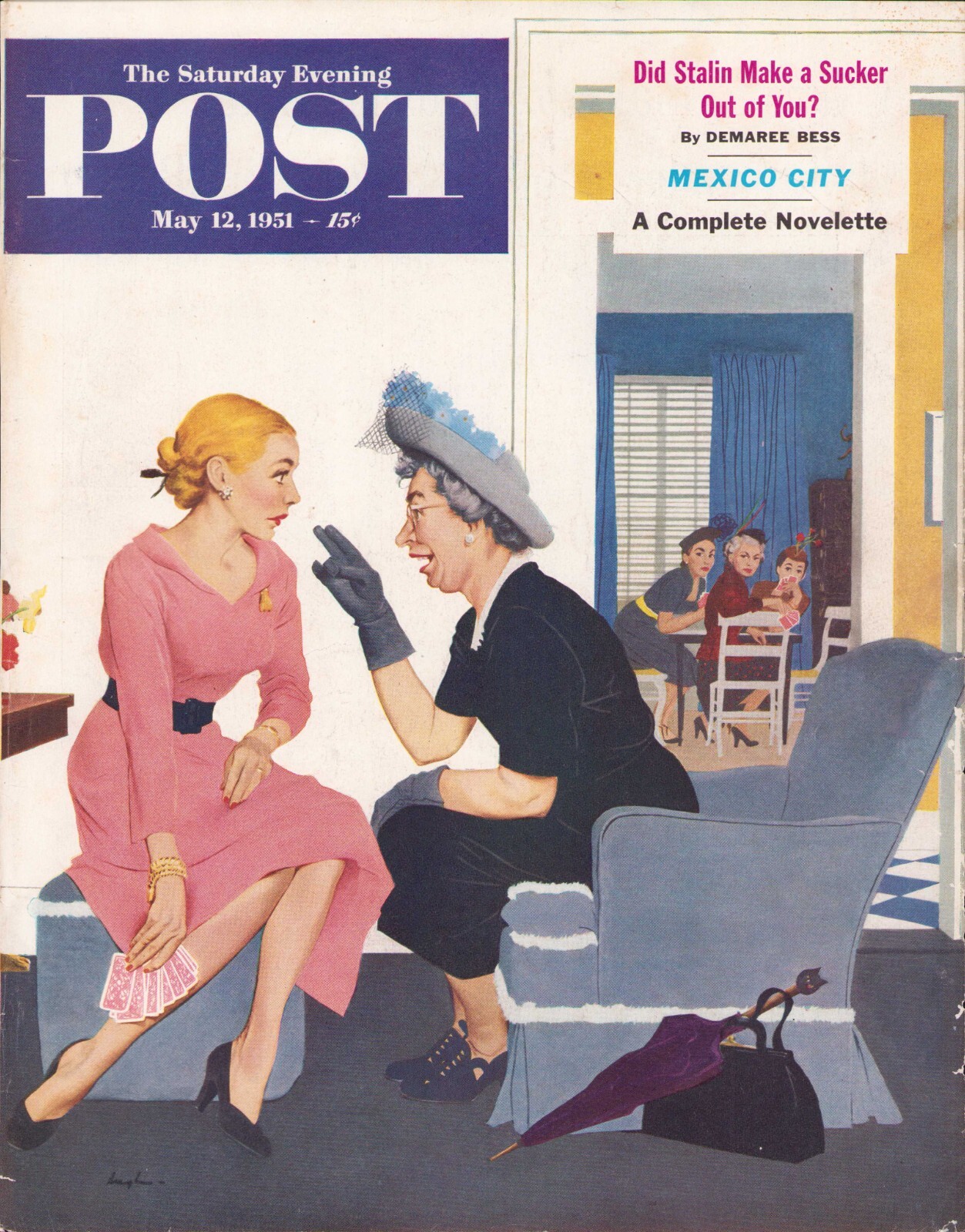 1951 MAY 12 Neighborhood Gossip SATURDAY EVENING POST COVER ONLY Geo Hughes #3