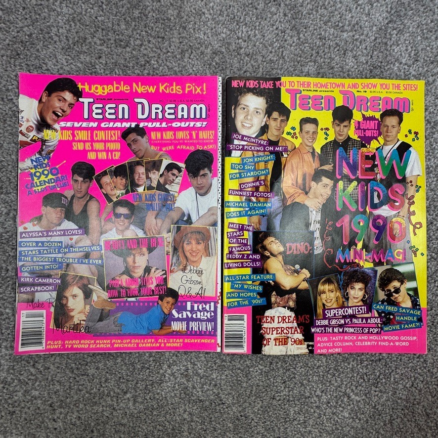2 Teen Dream Magazines 17 Fall 1989 & 19 Spring 1990 NKOTB Gibson Savage Abdul