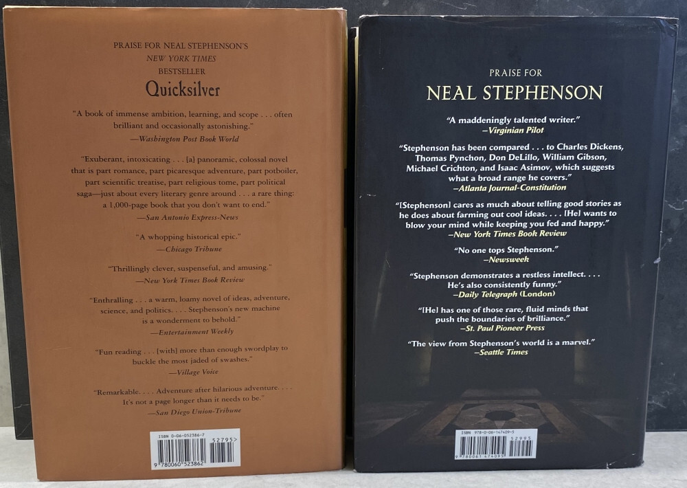 2 bk lot by Neal Stephenson: The Confusion, and Anathem (Hardcover 1st Editions)