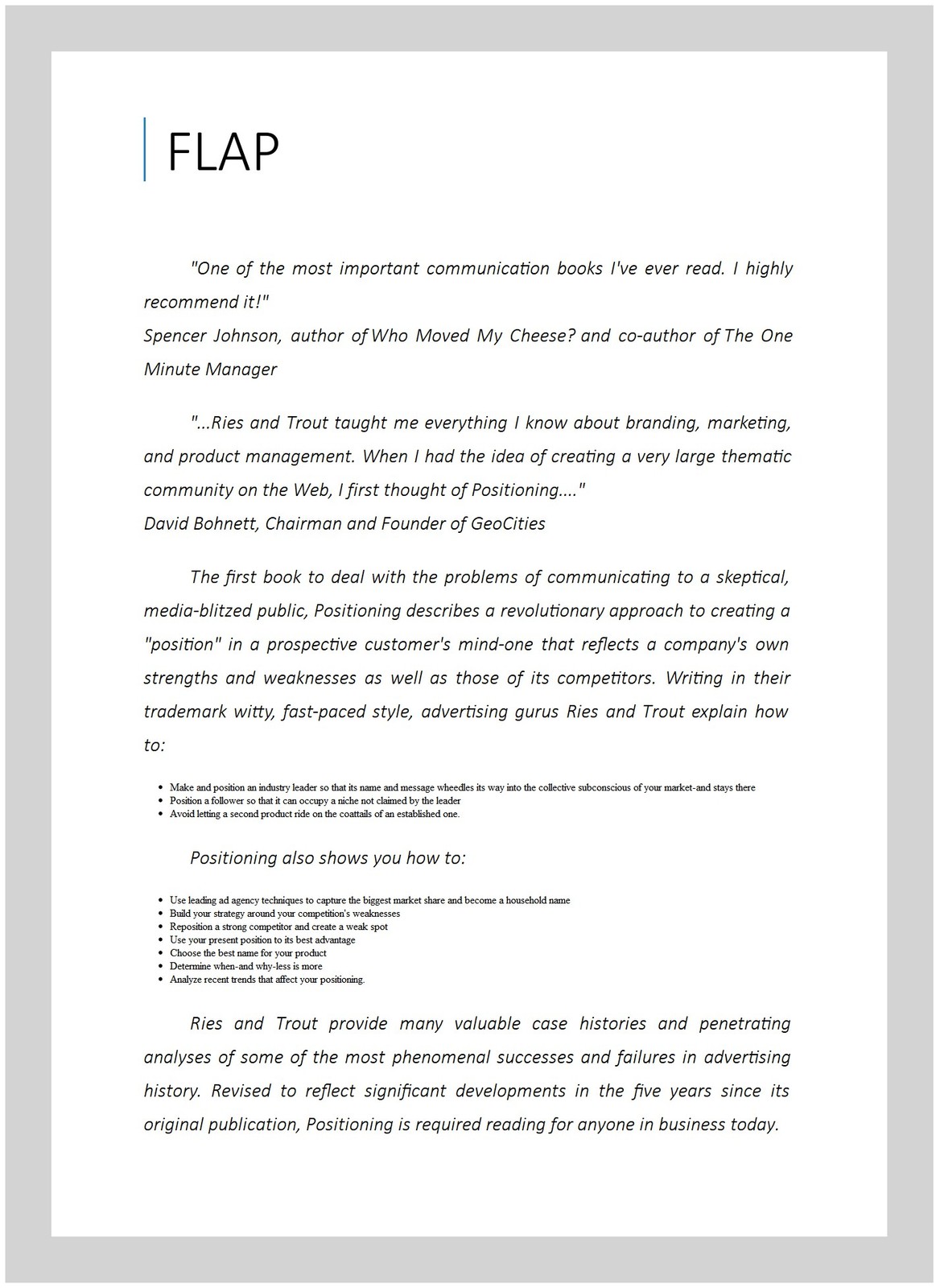 Positioning : The Battle for Your Mind, Paperback by Ries, Al; Trout, Jack, U…