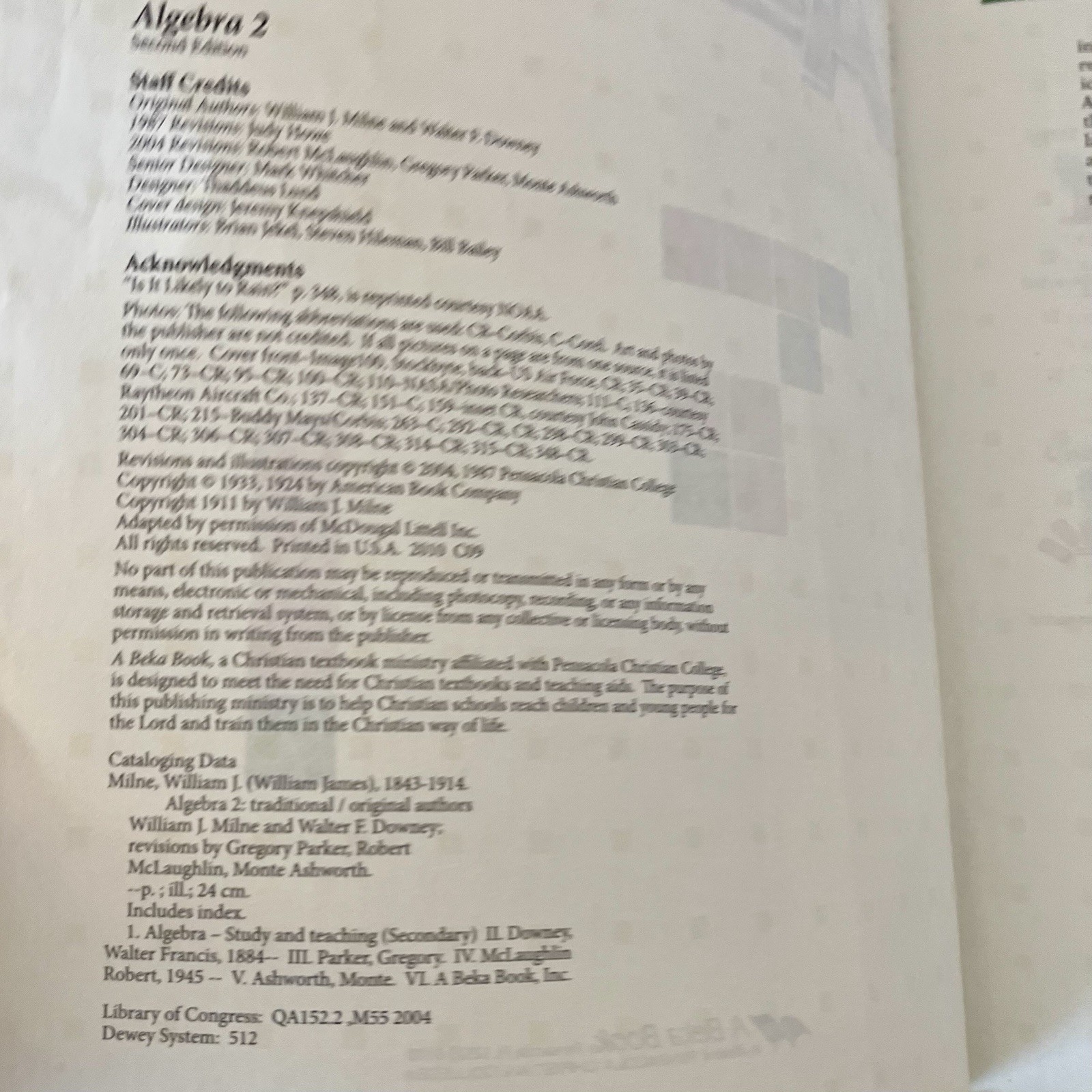 Abeka Algebra 2 Textbook and Solution Key Set 2nd Edition 2004 Homeschool