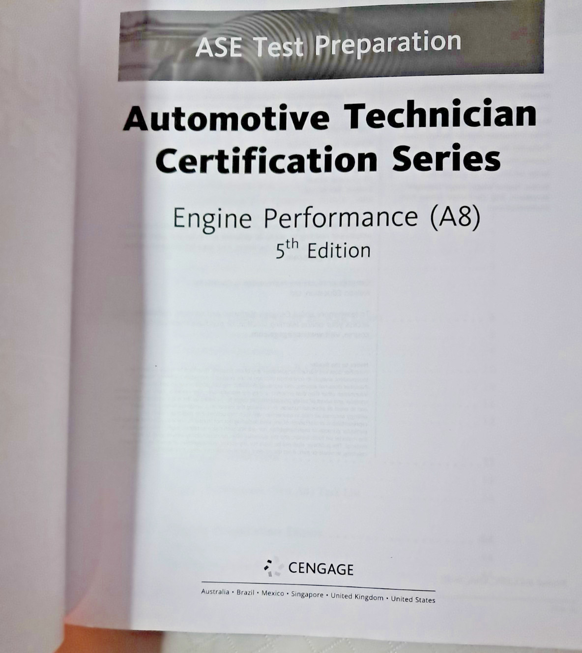ASE Test Preparation – A8 Engine Performance Fifth Edition E31F