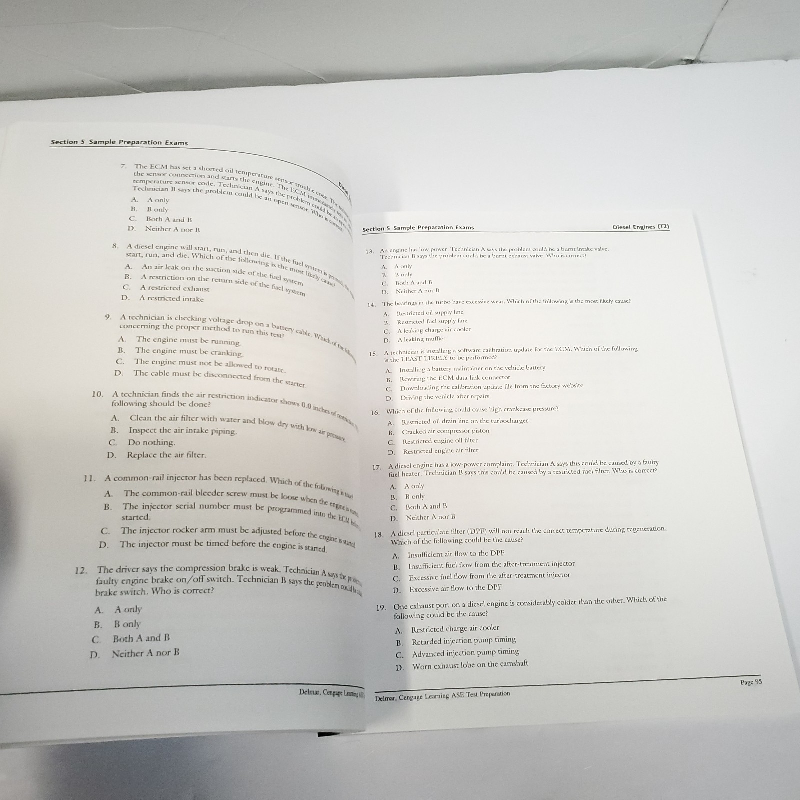 Delmar ASE Test Preparation Diesel Engines T2 Study Guide Book
