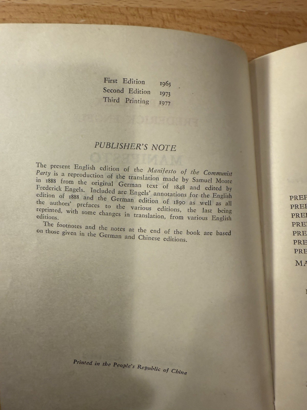 MANIFESTO OF THE COMMUNIST PARTY, by Karl Marx & Frederick Engels Pre Owned